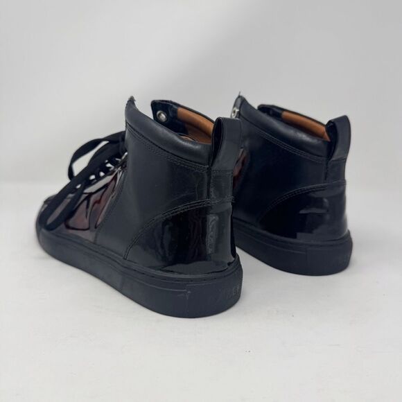 BALLY | Turtle Brown Calf Patent Black High Top Designer Sneakers Men’s Size 8 - Picture 5 of 11